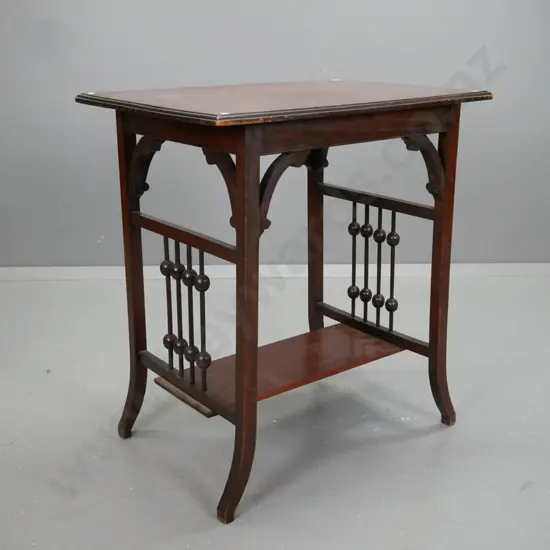 New Zealand colonial rimu arts and craft side table with oyster hand grained tops with sweeping legs.