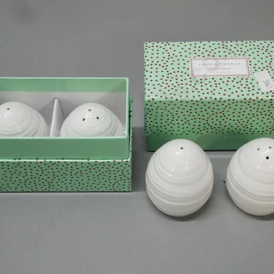 2x boxed ivory coloured beehive shape salt & pepper sets Portmeirion Sophie Conran, H-70