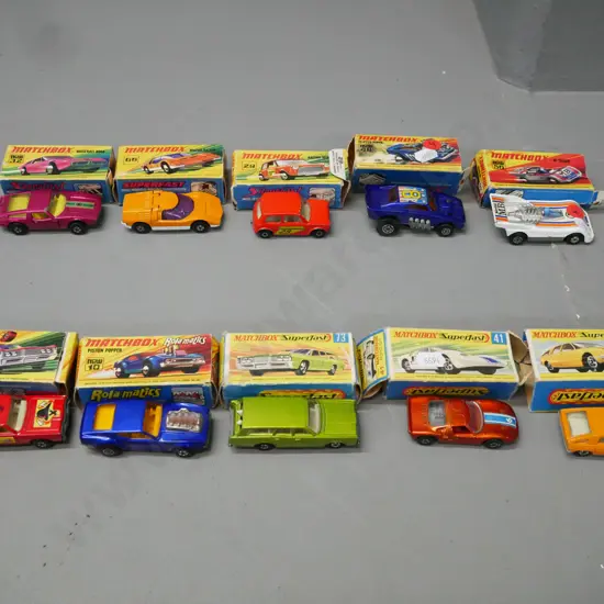 selection of 8 vintage Matchbox cars w/ original boxes, various conditions to toys & boxes
