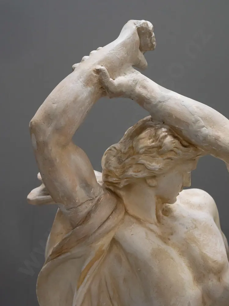 large reproduction of Johan Peter Molin grapplers or knife fighters figure, composite and plaster, aged finished, has Image 1++