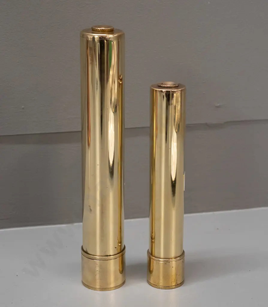 2 heavy brass kaleidoscopes, smaller one working, larger needs coloured pieces added L-235 Image 1++