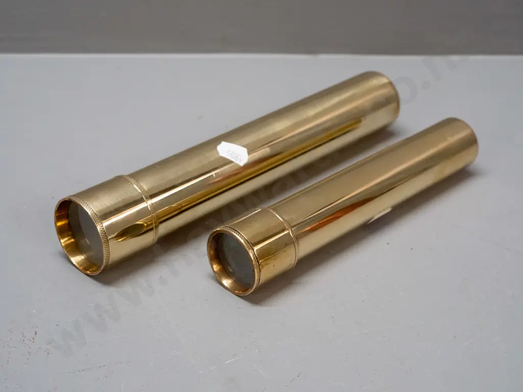 2 heavy brass kaleidoscopes, smaller one working, larger needs coloured pieces added L-235 Image 1++