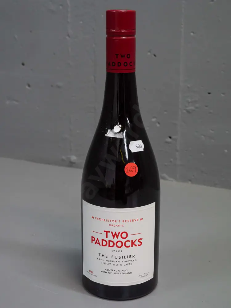 Two Paddocks 2020 "The Fusilier" Proprietor's Reserve Bannockburn vineyard organic pinot noir 750ml bottle of red wine Image 1++