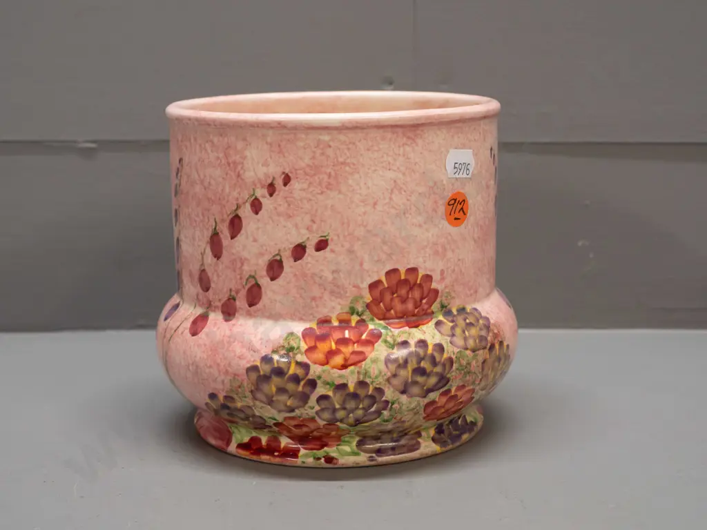 Radford Burslem floral hand-painted jardiniere or vase - some staining inside H-145 D-140 Image 1++