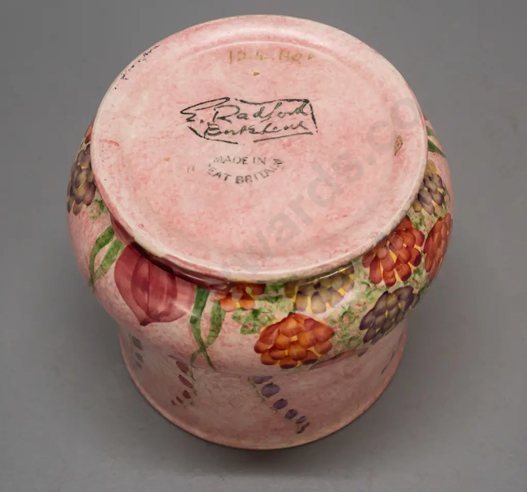 Radford Burslem floral hand-painted jardiniere or vase - some staining inside H-145 D-140 Image 1++
