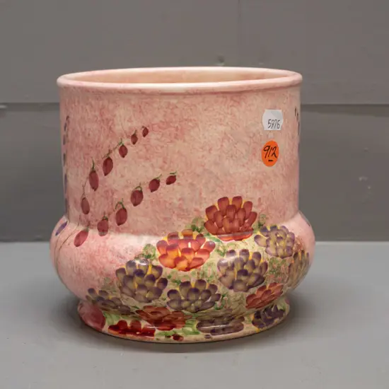 Radford Burslem floral hand-painted jardiniere or vase - some staining inside H-145 D-140