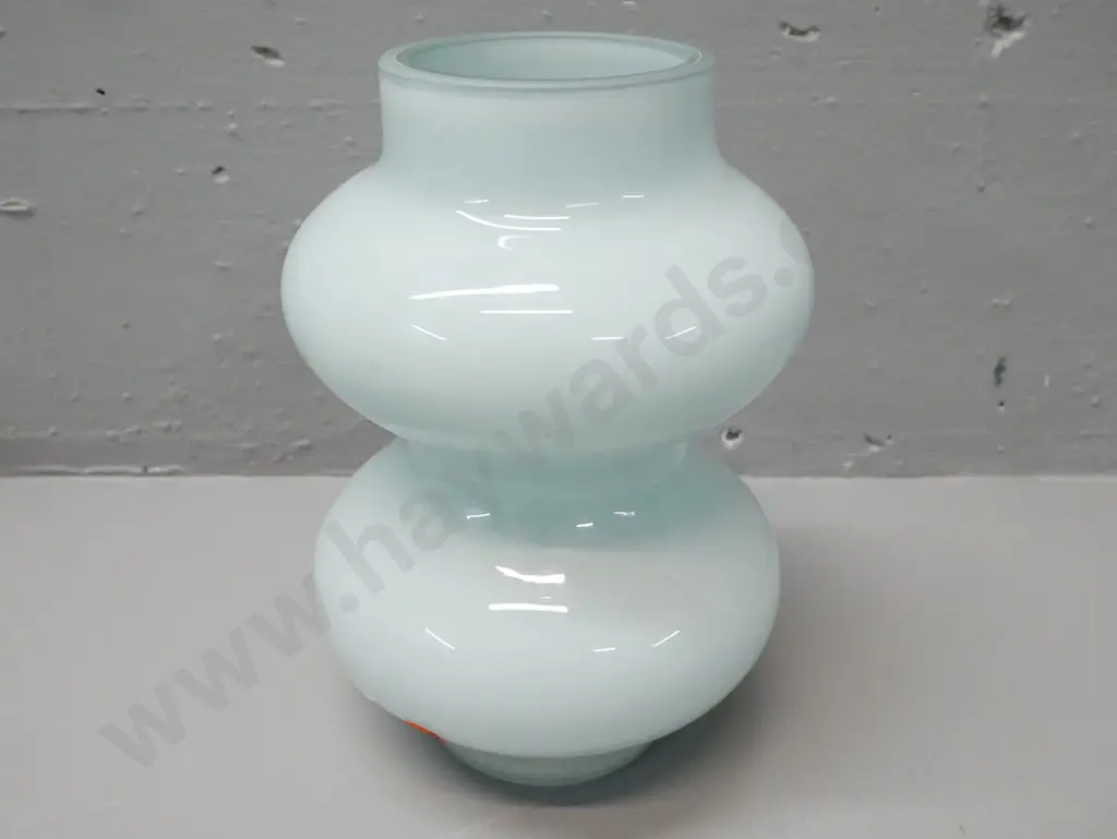 Art glass double gourd shaped vase clear over opaque blue glass w/ circular clear base H-210 D-140 Image 1++