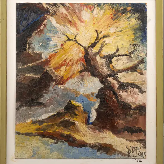 RP Tane'64  - framed oil on board - landscape H550 W460 (framing needs a clean)