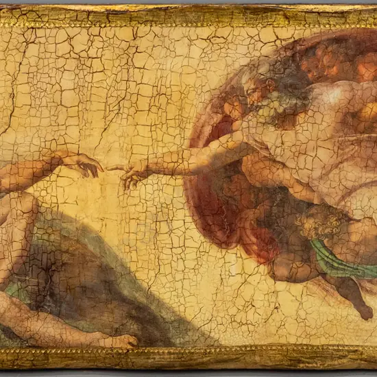 decorative print on board - Michelangelo's "The Creation of Adam" H320 W700