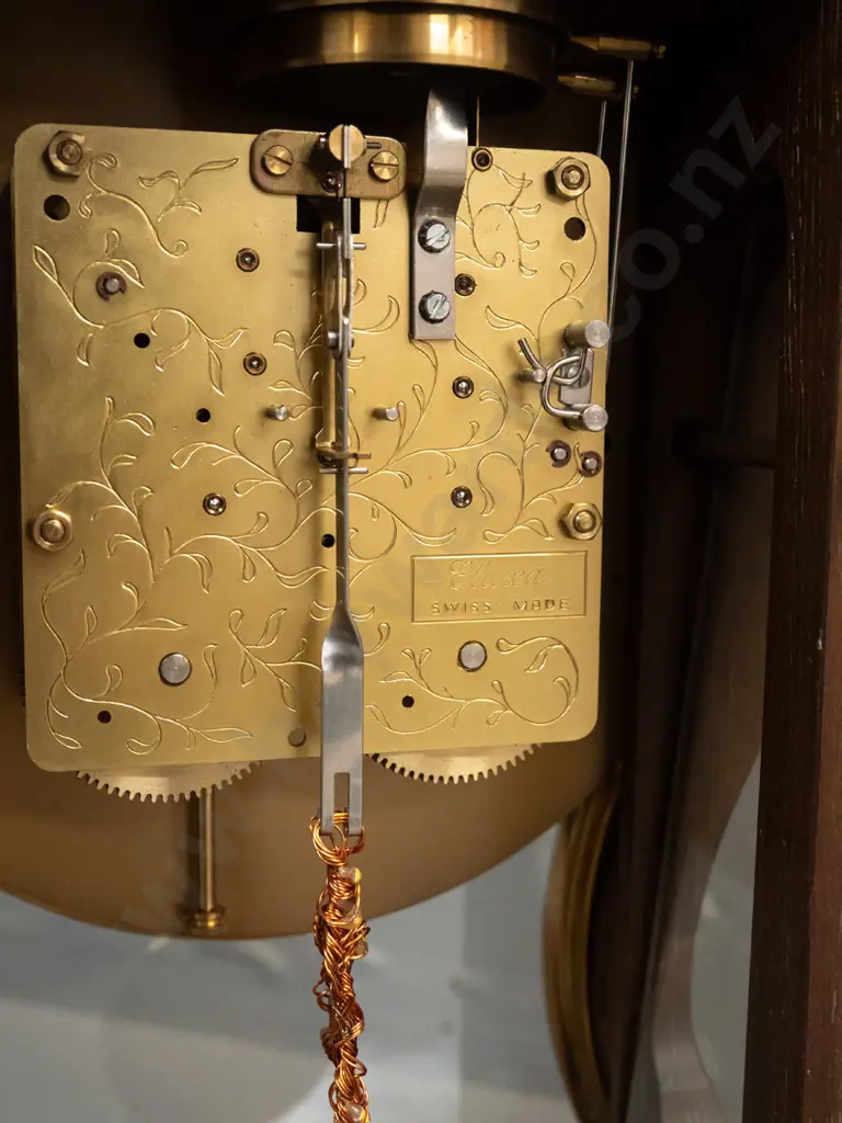 rococo style bracket clock in walnut case with gilded brass feet and decoration, floral transfers, glazed door and sides Image 1++