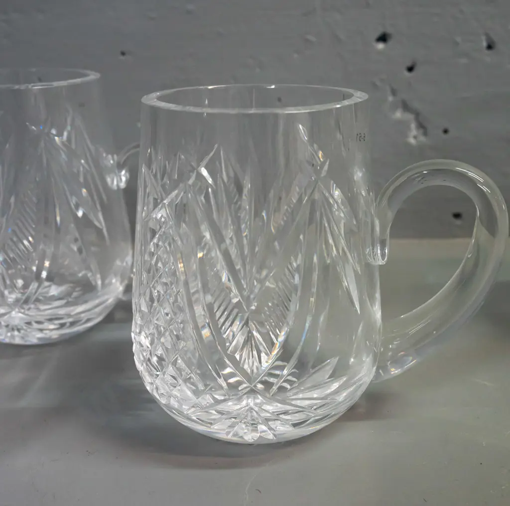 cut crystal items - 4 Webb Corbett tumblers H-95 and 2 Waterford mugs H-115 Image 1++