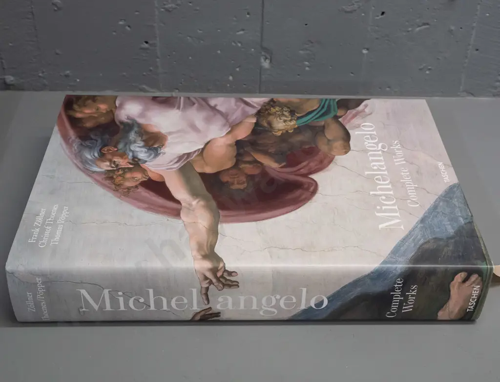 large hard cover book in original cardboard case - Michelangelo - Complete Works, pub. by Taschen, 2007. H-450 W-300 Image 1++