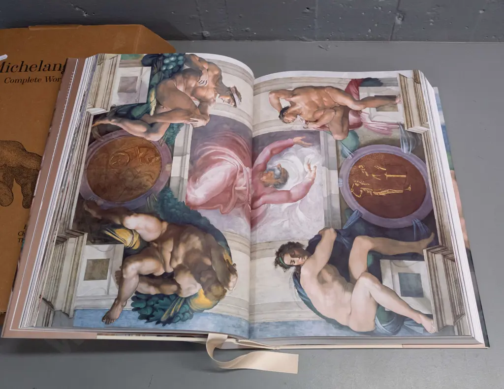 large hard cover book in original cardboard case - Michelangelo - Complete Works, pub. by Taschen, 2007. H-450 W-300 Image 1++