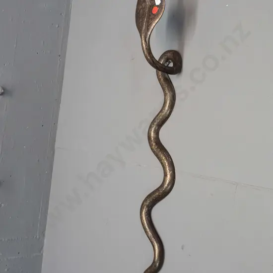 cast and engraved metal cobra shaped wall mount candle sconce - no maker's marks. Sconce fitting loose from stripped