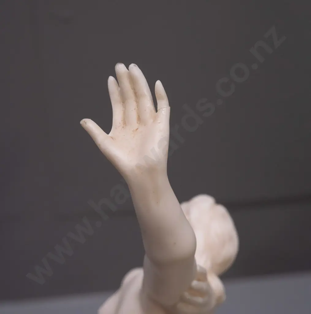 composite group of 3 classical style figures on black veined marble base - figure marked G Ruggeri - has had repair to Image 1++