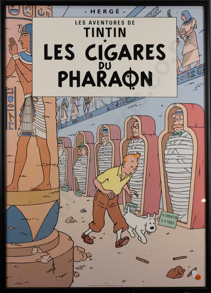 framed Herge Tintin poster - Les Cigares du Pharaon H-695 W-498 Image 1++