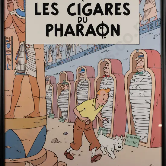 framed Herge Tintin poster - Les Cigares du Pharaon H-695 W-498