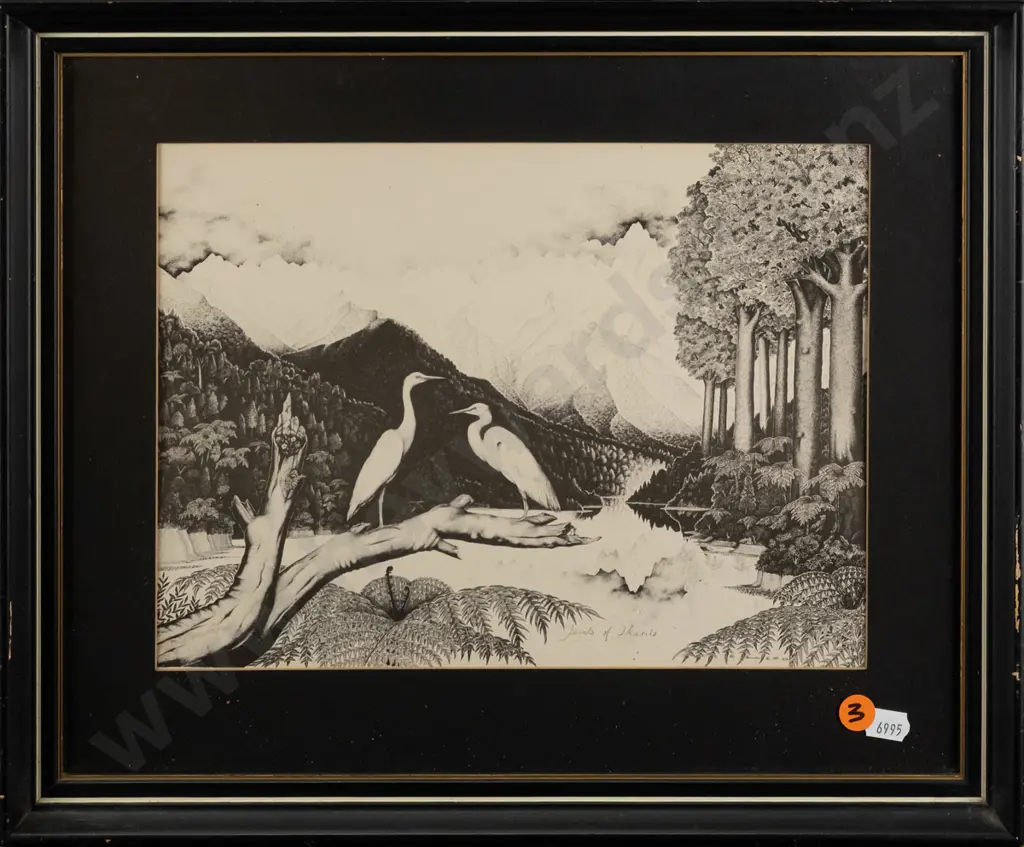 Rei Hamon -- framed print "Jewels of Okarito" H-200 W-270 [paint loss to frame] Image 1++