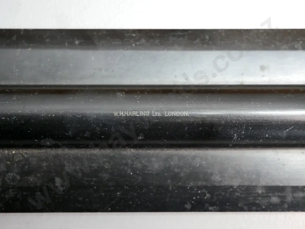 vintage brass rolling ruler, WH Harling Ltd London, w/ original box. Box L-480 [box missing piece from one end, some Image 1++