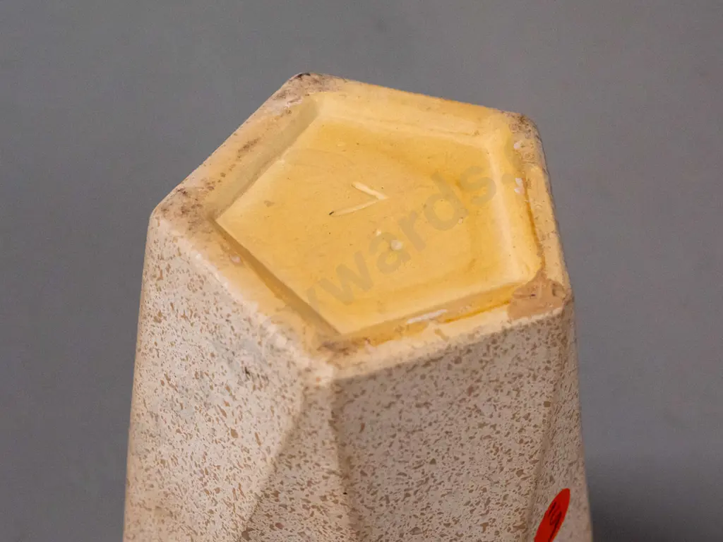 vintage Salisbury Pottery NZ faceted side hand painted floral vase with splatter background - mark on base "71." - has Image 1++