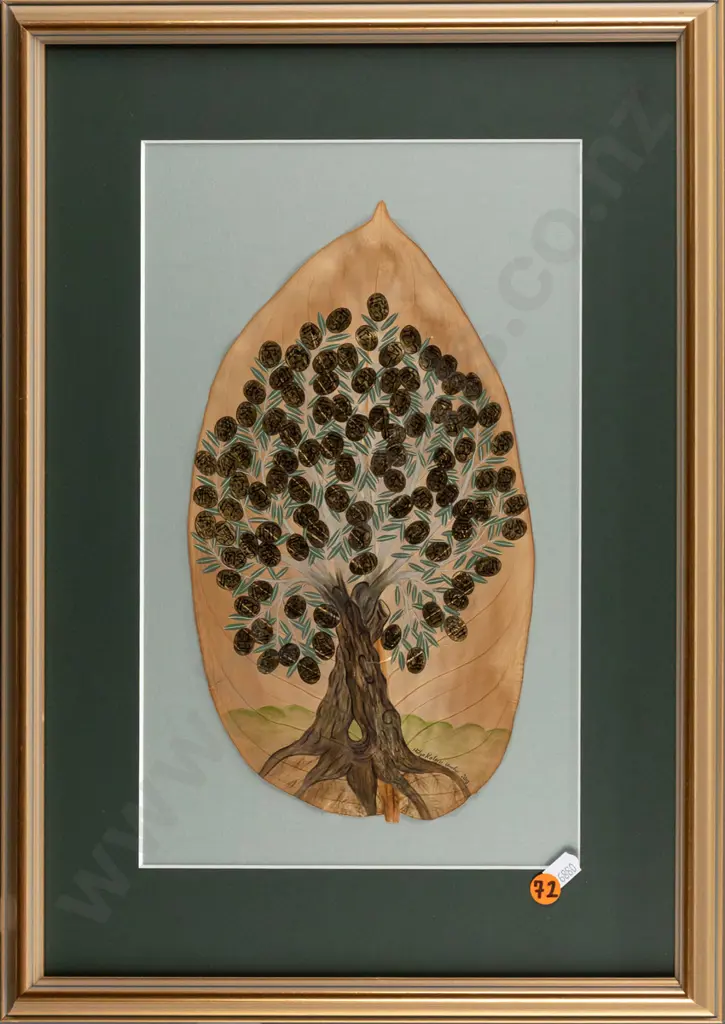 Hülya Kalayci Unutur 2018 -- framed paint and gilding on leaf "Zeytin Agasi-Esma-i Hüsna" H-330 W-195 Image 1++