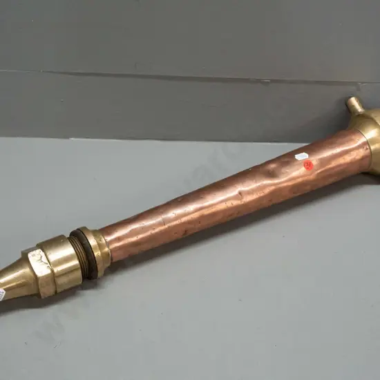 vintage polished brass and copper fire hose nozzle, no maker's marks - some denting to copper L-590