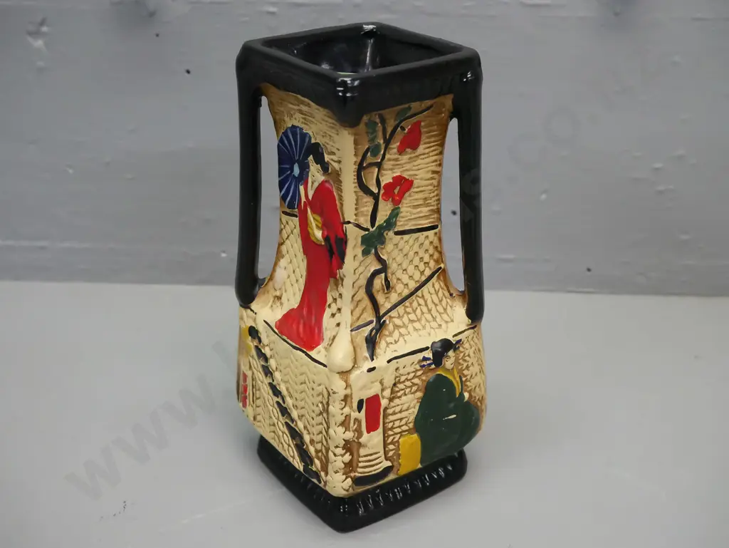 Cyples Pottery (UK) Embosa ware vase #74474G circa 1930s H-185 [some very minor paint loss] Image 1++