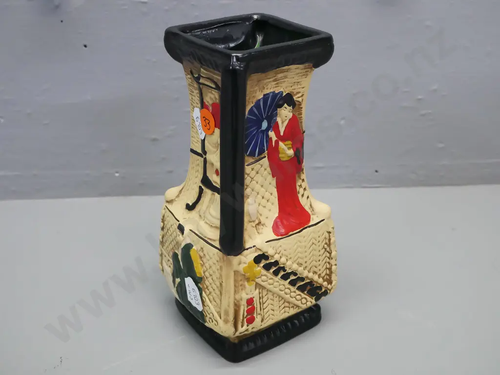 Cyples Pottery (UK) Embosa ware vase #74474G circa 1930s H-185 [some very minor paint loss] Image 1++
