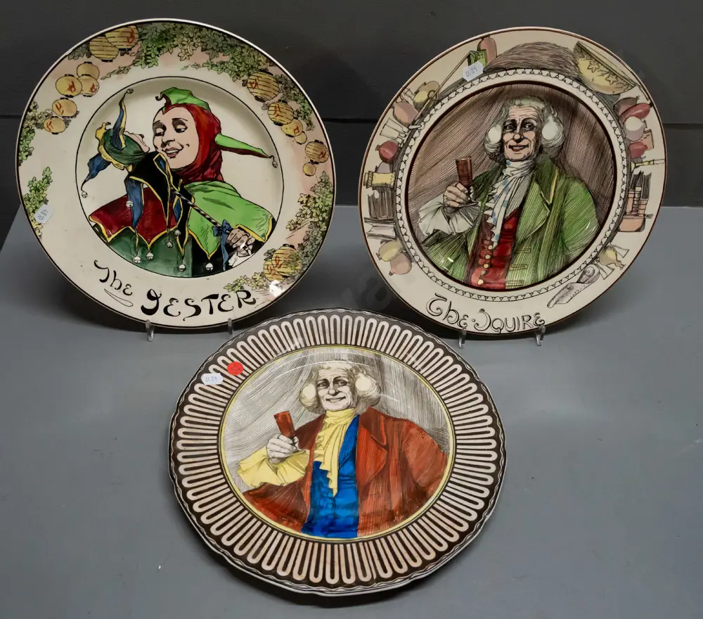 3 Royal Doulton "Professionals" series cabinet plates - Jester, Squire x2 in 2 different styles, D-270 Image 1++