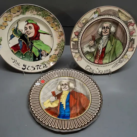 3 Royal Doulton "Professionals" series cabinet plates - Jester, Squire x2 in 2 different styles, D-270