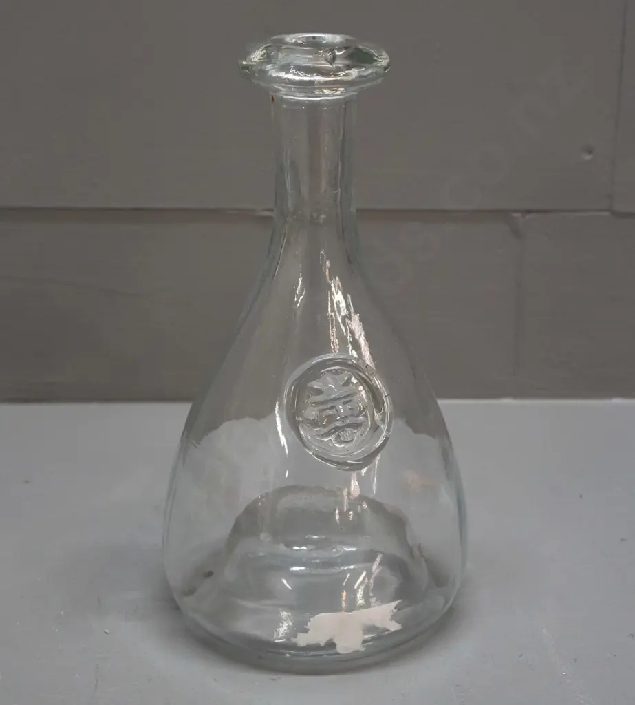 retro (Holmegaard?) clear glass viking head carafe - some sticker residue needs cleaning off H-220 D-120 Image 1++
