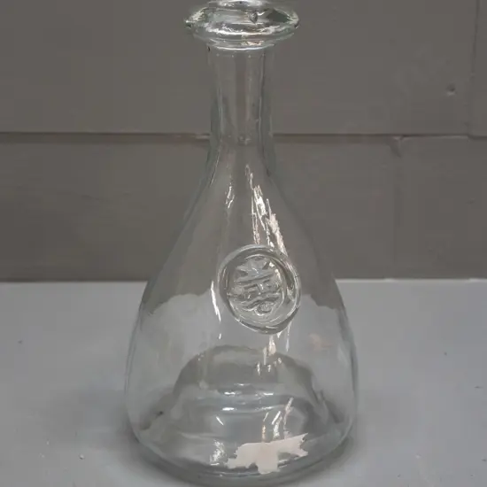 retro (Holmegaard?) clear glass viking head carafe - some sticker residue needs cleaning off H-220 D-120