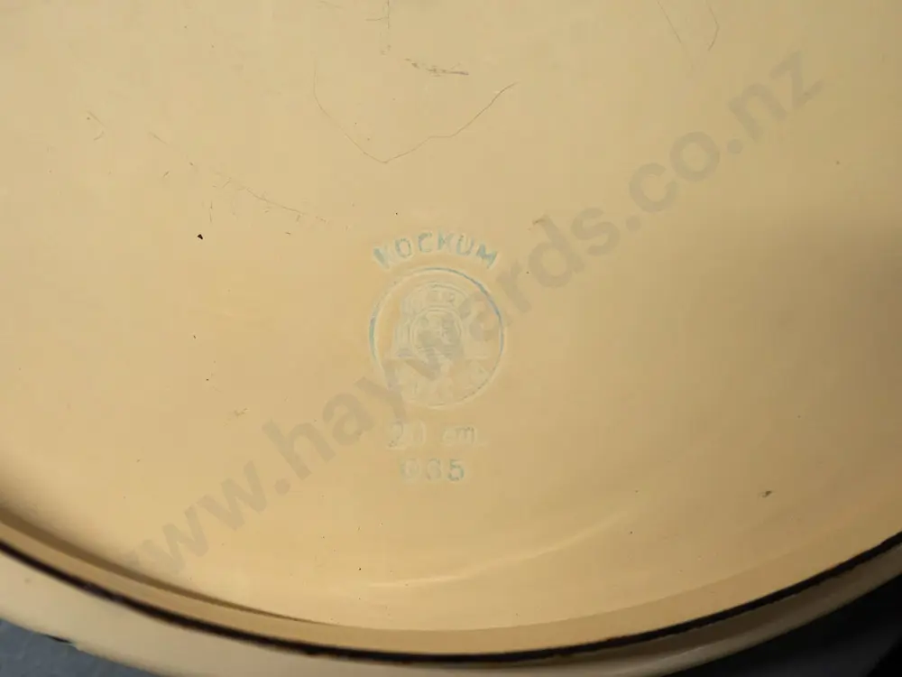 3 Kockum Sweden cream and black enamel ware pots with maker's marks under lid - larger H-170 L-240 Image 1++