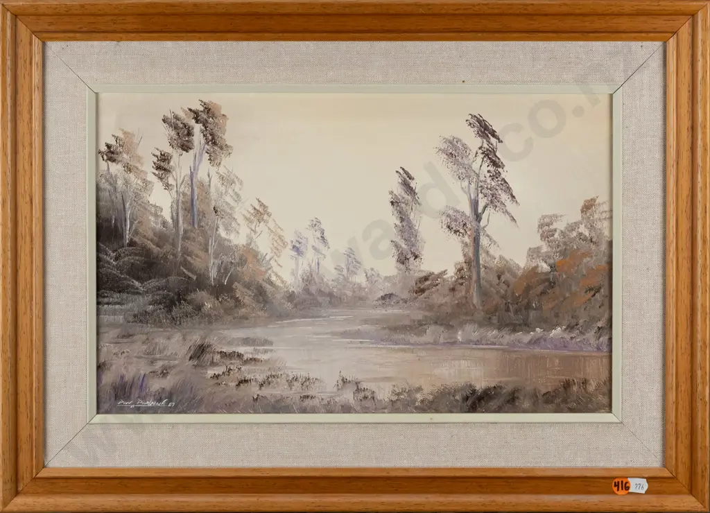 Don Parlane 1987 -- framed oil on board "Paringa South Westland" H-245 W-395 Image 1++