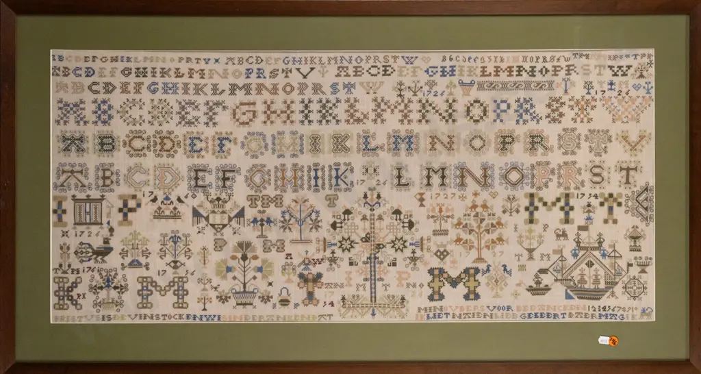 framed cross-stitch, sampler, H-400 W-900 Image 1++