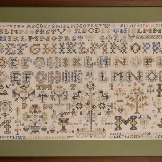 framed cross-stitch, sampler, H-400 W-900