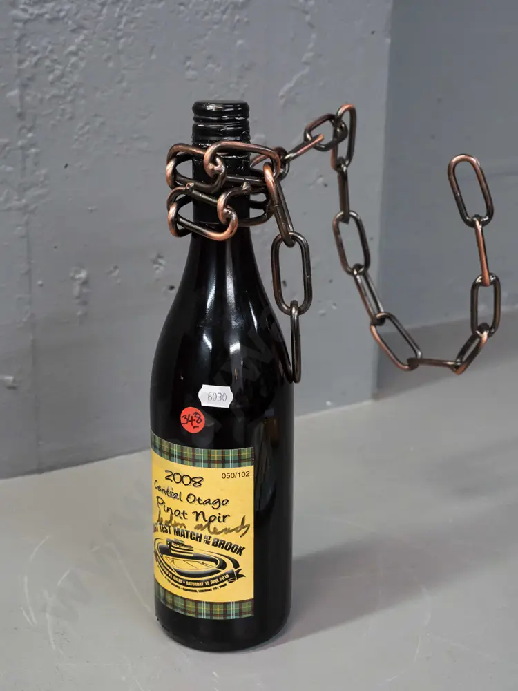 bottle of 2008 Central Otago pinot noir - signed by Colin Meads, custom commemorating last test match at The 'Brook Image 1++