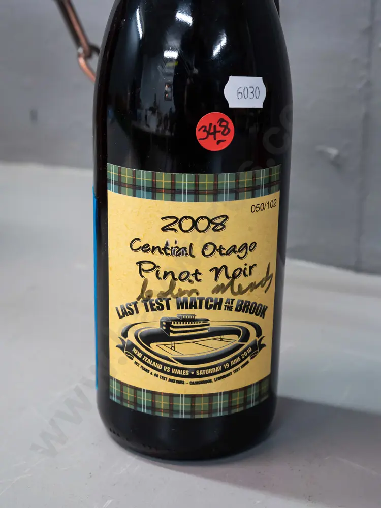 bottle of 2008 Central Otago pinot noir - signed by Colin Meads, custom commemorating last test match at The 'Brook Image 1++