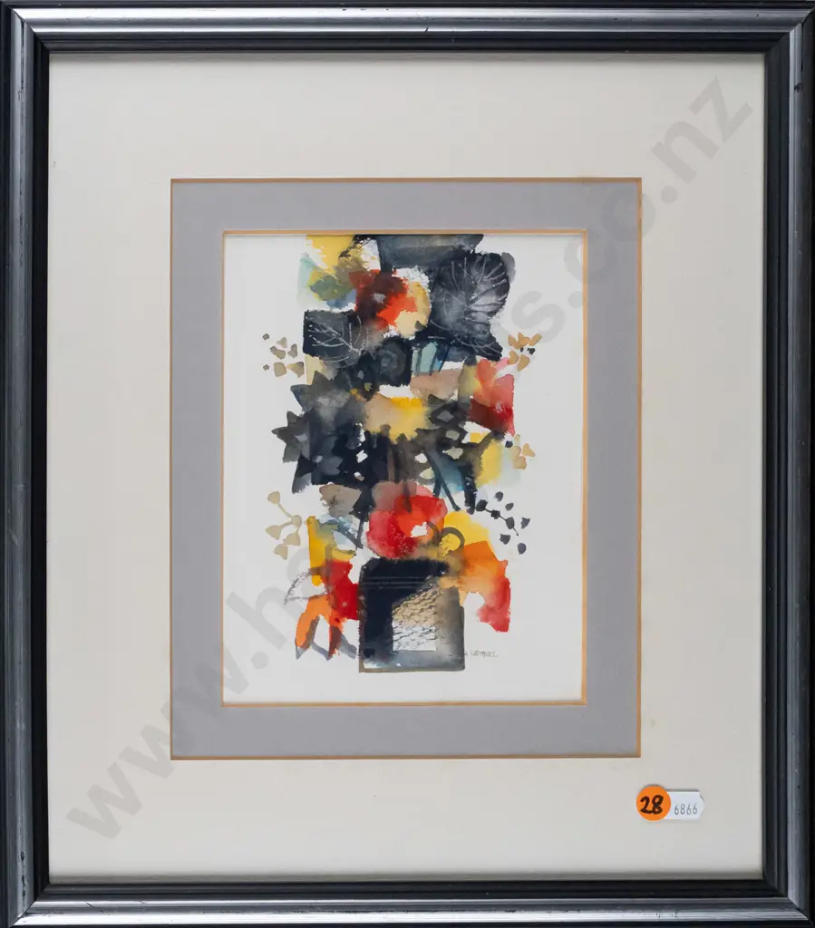Julia Faithful -- framed watercolour "Decoration" H-190 W-145 [light wear to frame] Image 1++