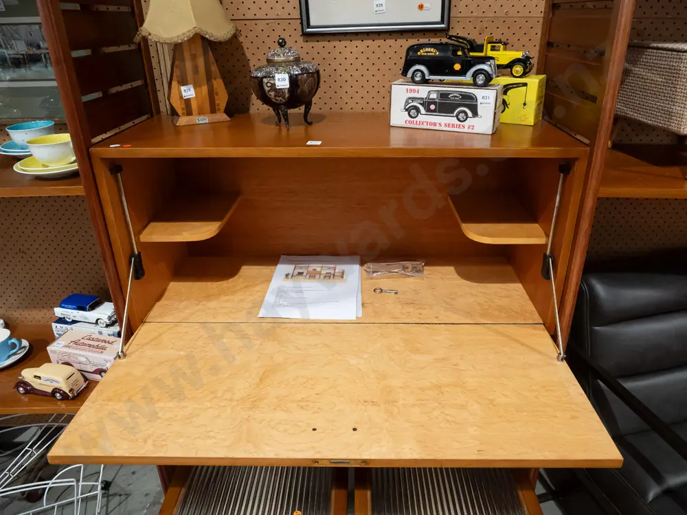 mid-century Ladderax system by Robert Heals for Staples UK - 4 bay setup with solid teak uprights, teak veneer shelves Image 1++