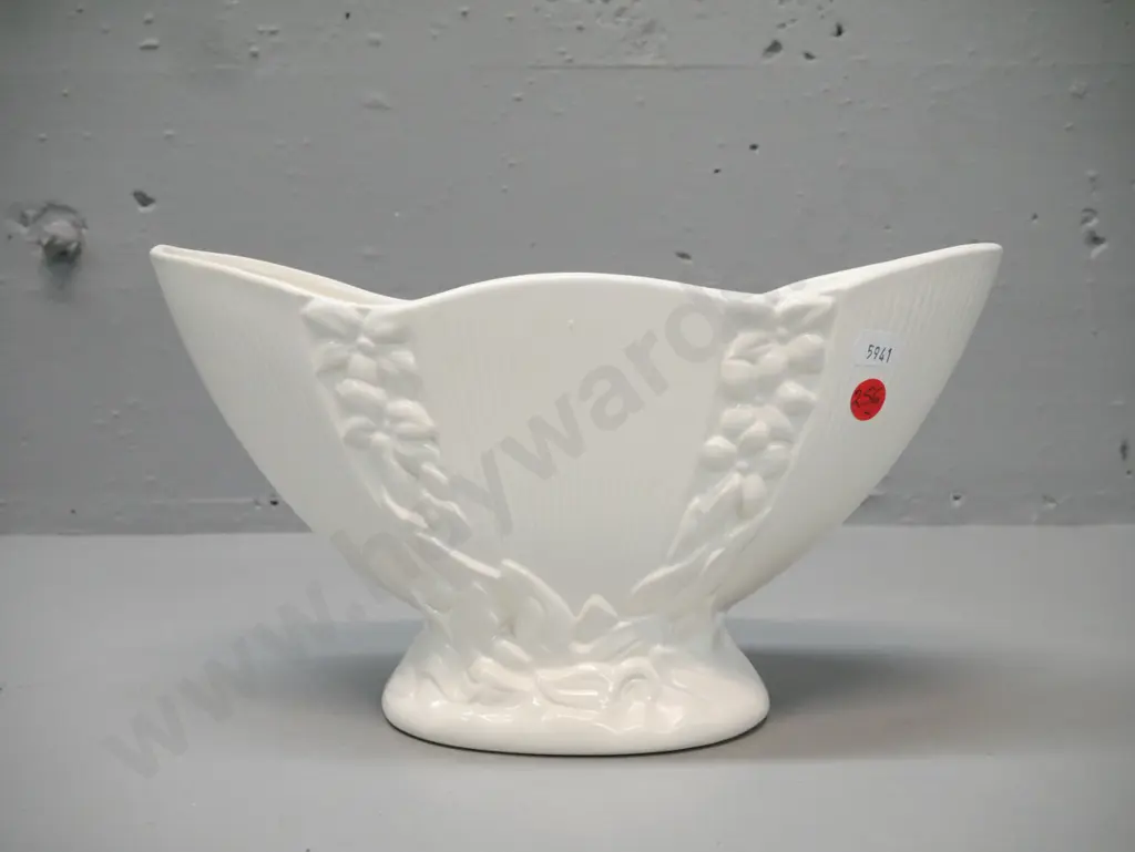 Crown Lynn #553 vase ribbed panels w/ bands of floral decoration, Crown Lynn mark to base H-160 W-300 Image 1++