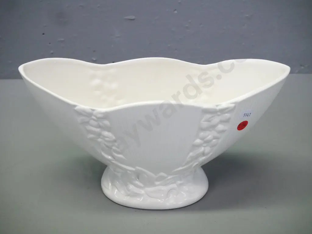 Crown Lynn #553 vase ribbed panels w/ bands of floral decoration, Crown Lynn mark to base H-160 W-300 Image 1++