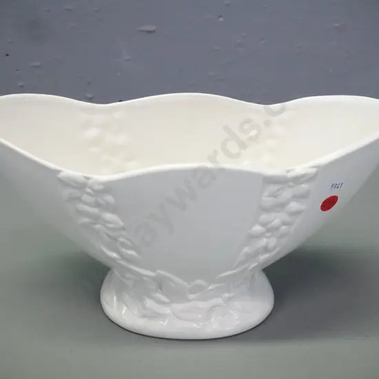 Crown Lynn #553 vase ribbed panels w/ bands of floral decoration, Crown Lynn mark to base H-160 W-300