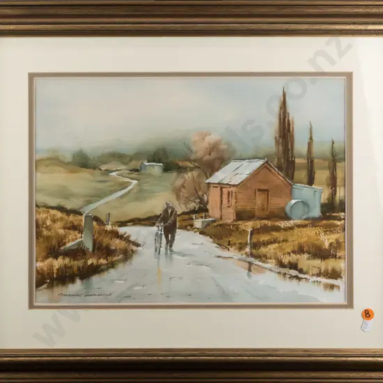 Garrick Tremain -- framed watercolour on paper "Paddy's Track" H-275 W-365