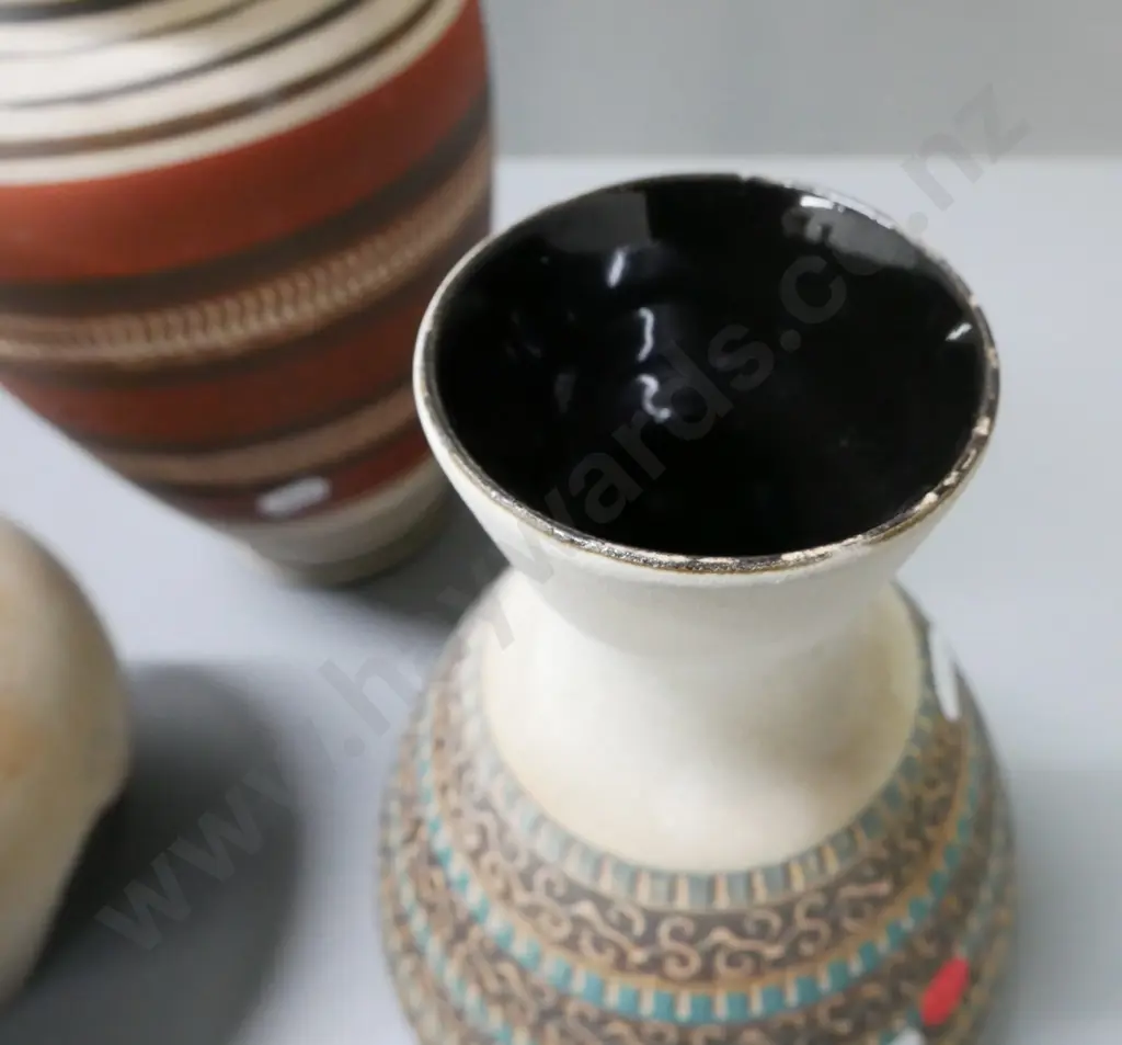 3x German pottery vases, largest H -260 W-150 [fretting to top rim of one] Image 1++
