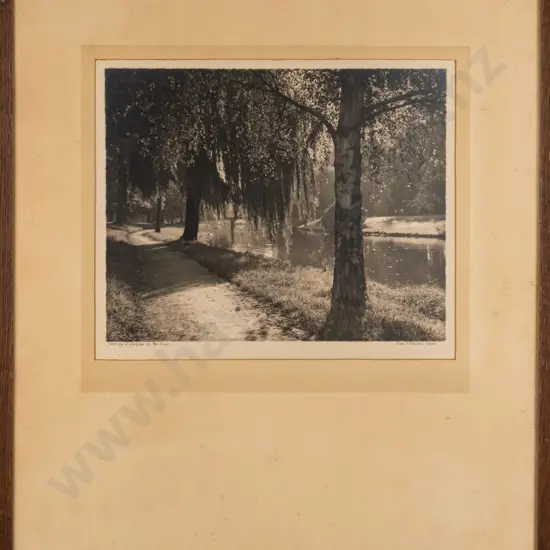 framed George Chance vintage photograph -  Morning Sunshine On The Avon - marks and dirt under glass,