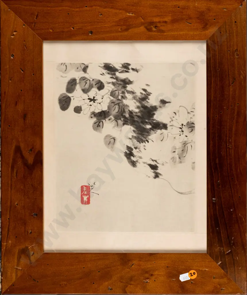 framed reproduction Bada Shanren scroll painting, H-270 W-210 Image 1++