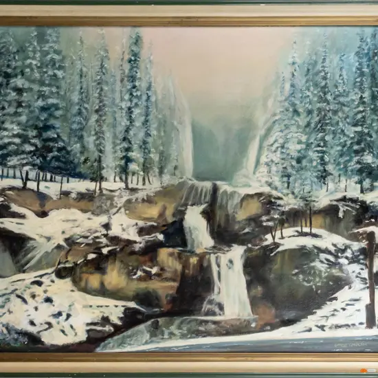 George Clarkson - framed oil on canvas tree and river scene H660 W800