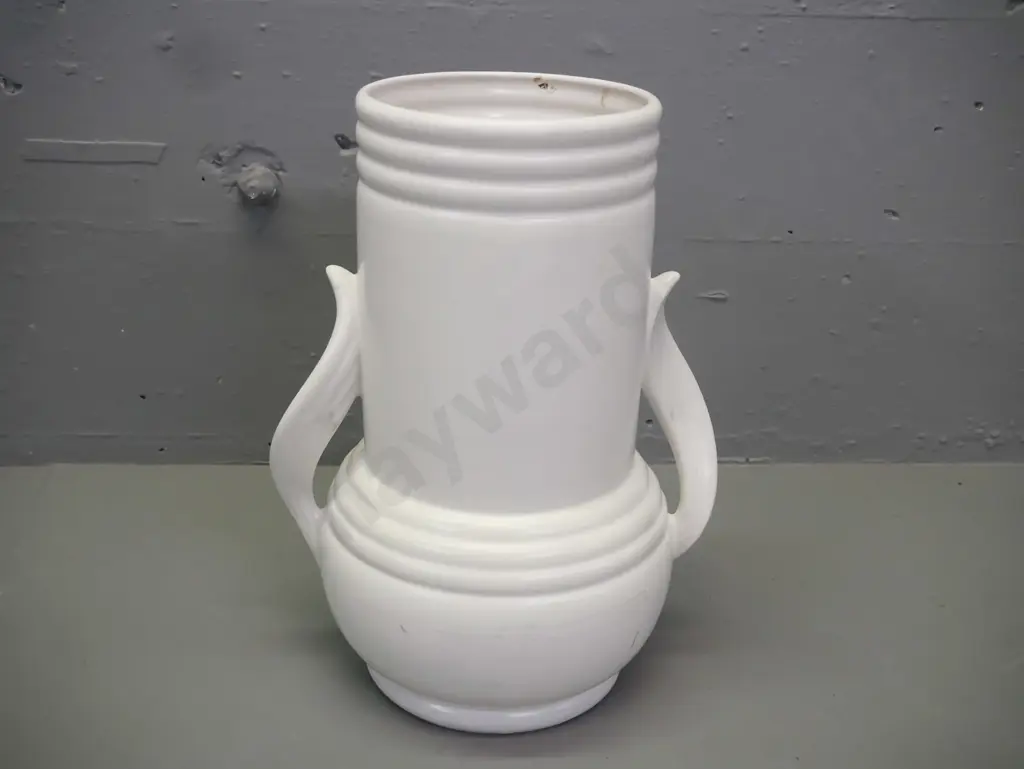 large white Art Deco double-handled Shorter & Sons vase H-290 [some staining to interior, fretting to rim] Image 1++