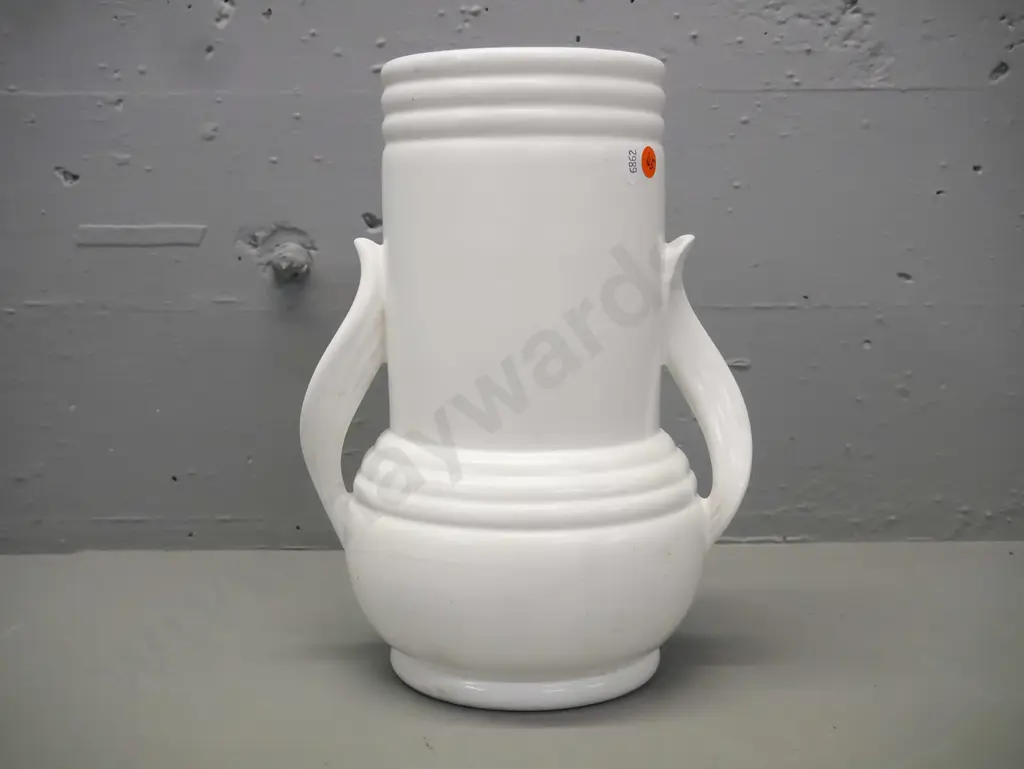 large white Art Deco double-handled Shorter & Sons vase H-290 [some staining to interior, fretting to rim] Image 1++